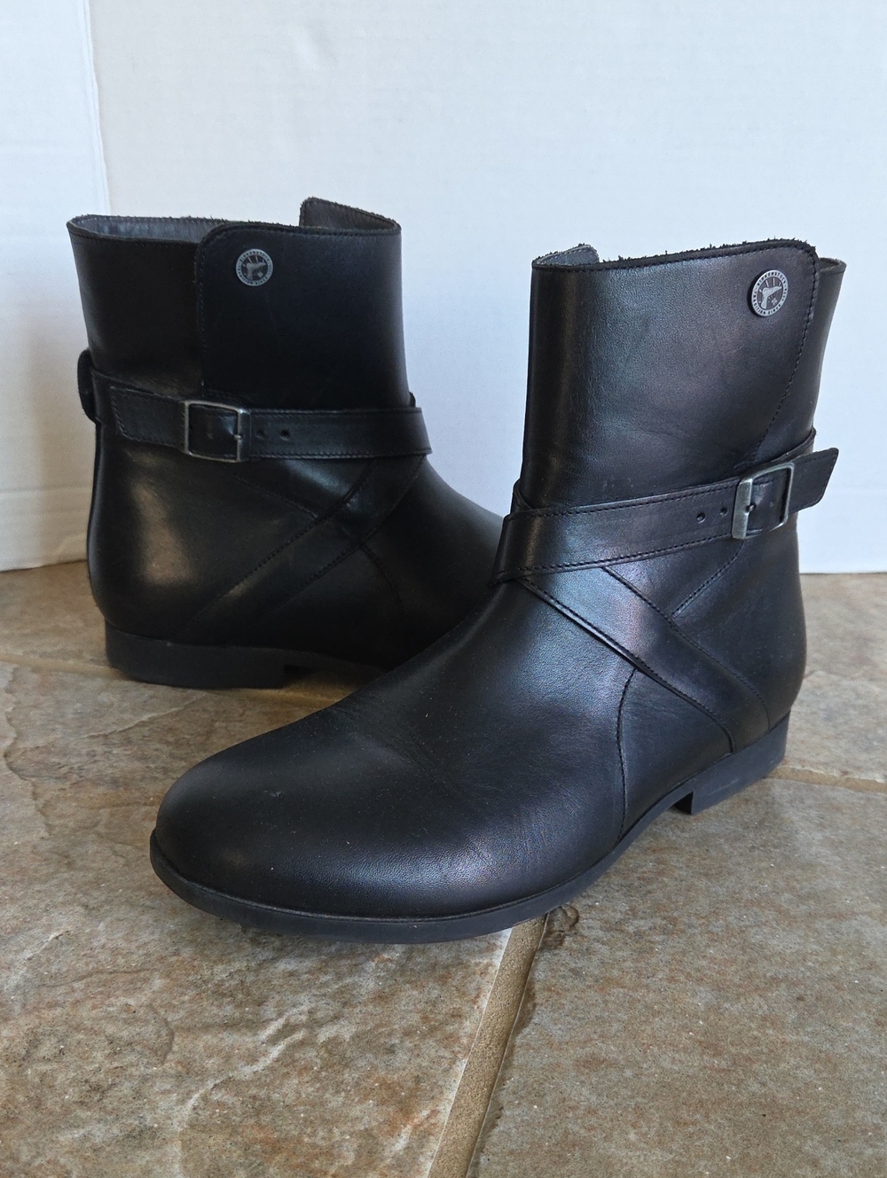 Birkenstock Collins Black Leather Moto Ankle Boots EU 40 L / US 9